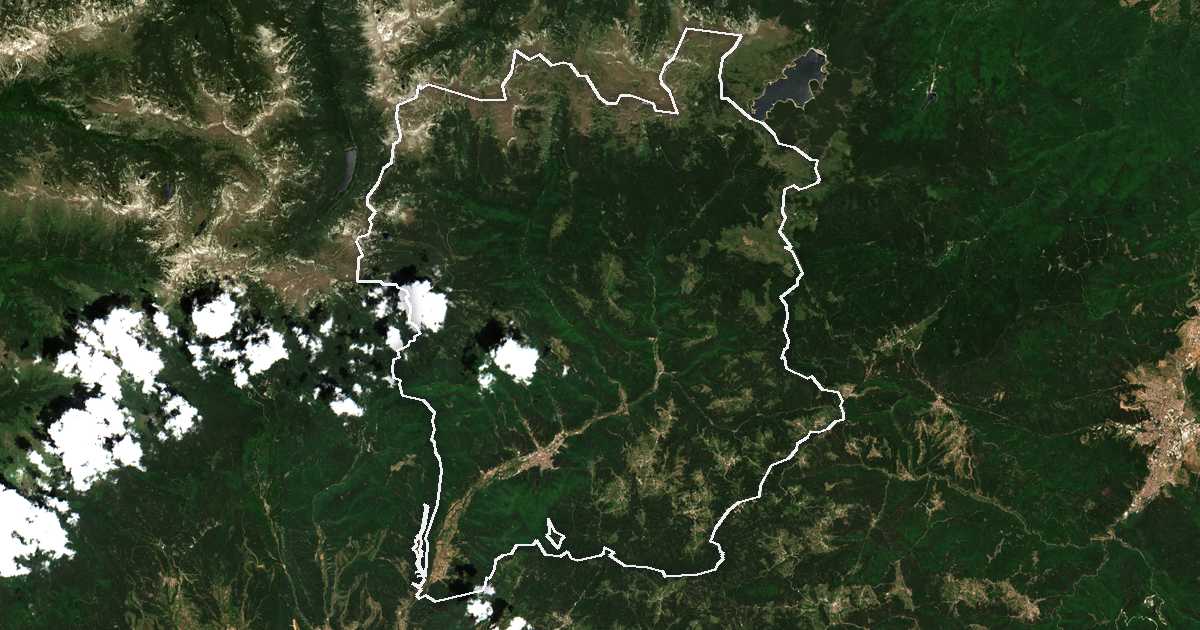 Сателитска снимка со исцртана граница: Јакоруда