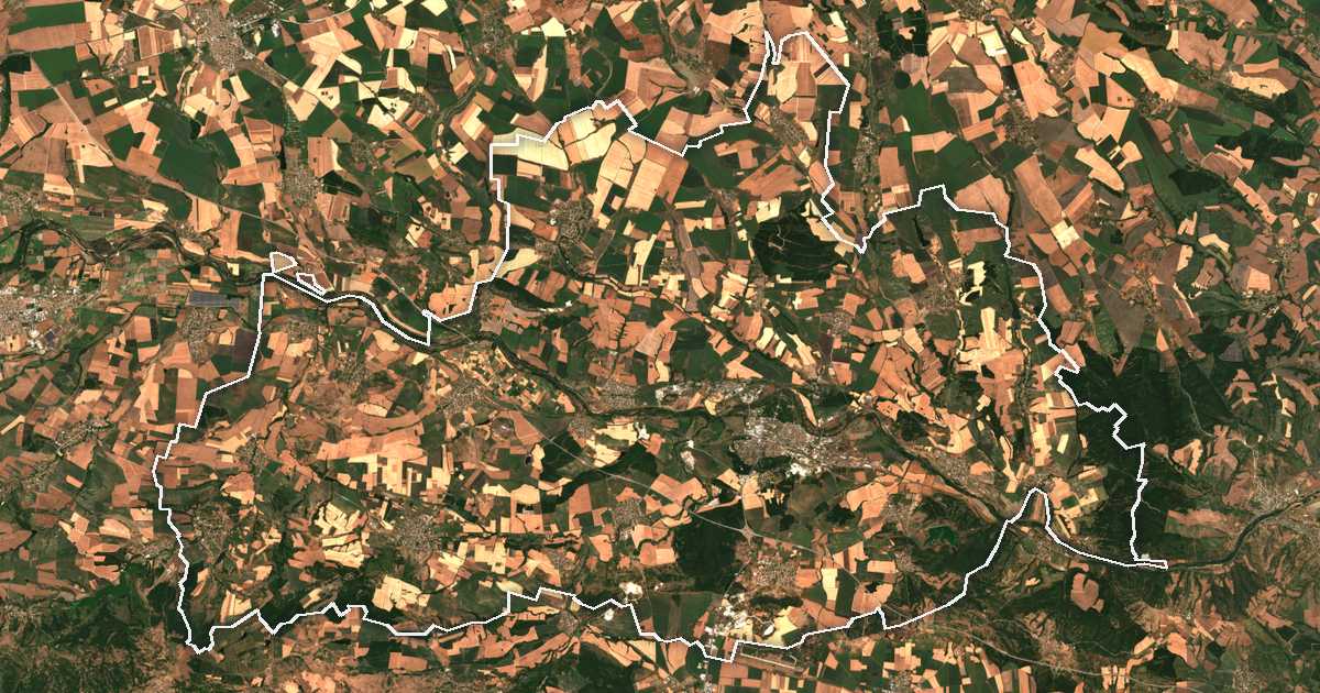 Сателитска снимка со исцртана граница: Dimitrovgrad