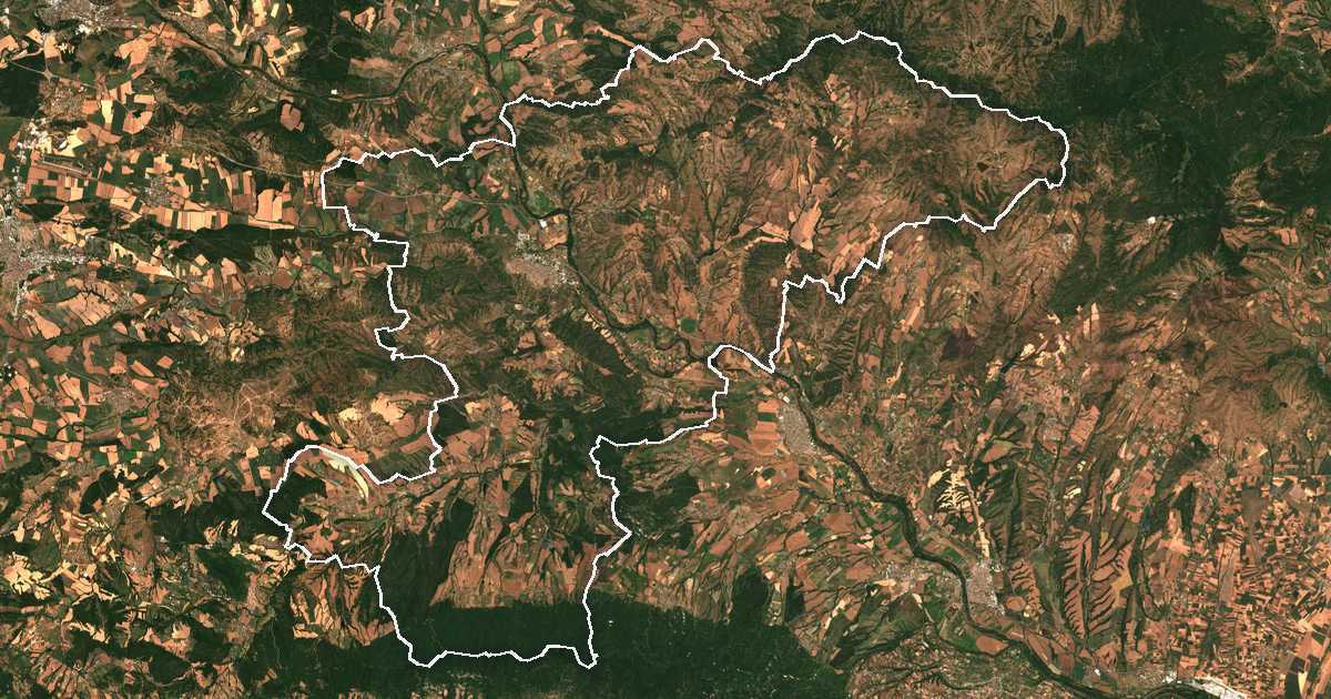 Сателитска снимка со исцртана граница: Harmanli