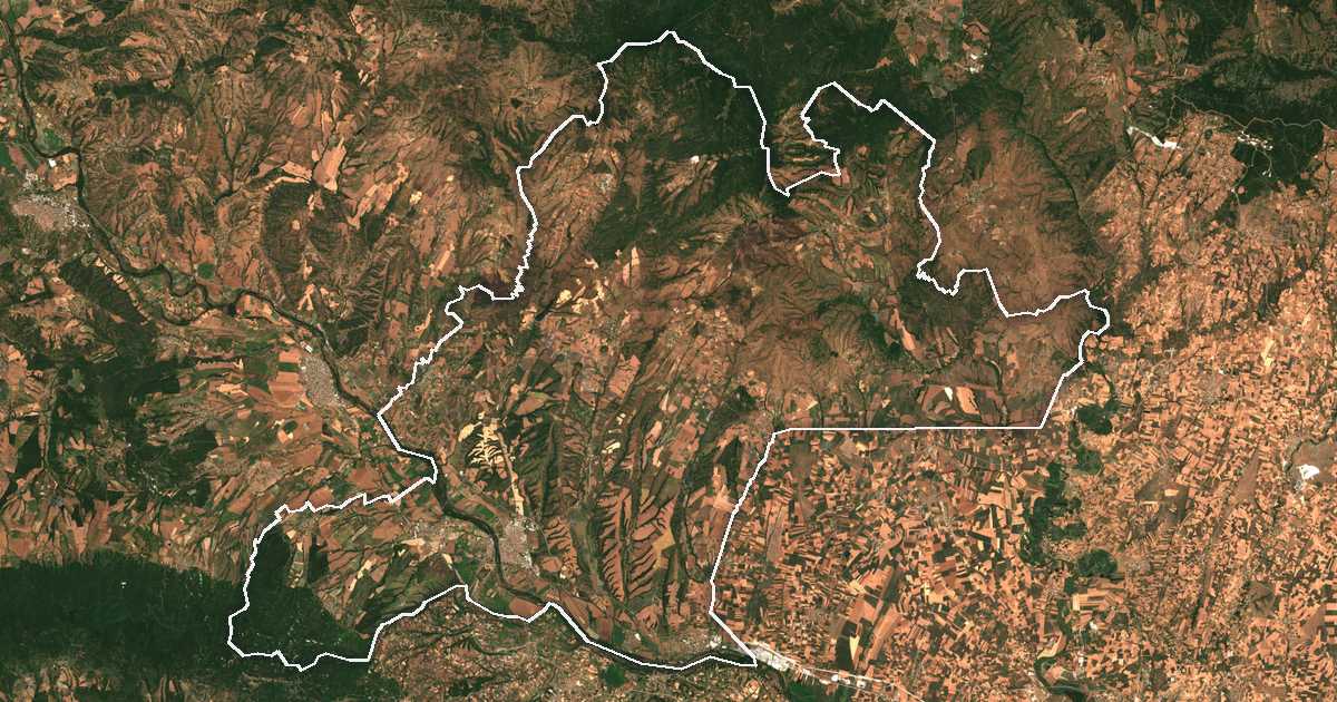 Сателитска снимка со исцртана граница: Svilengrad