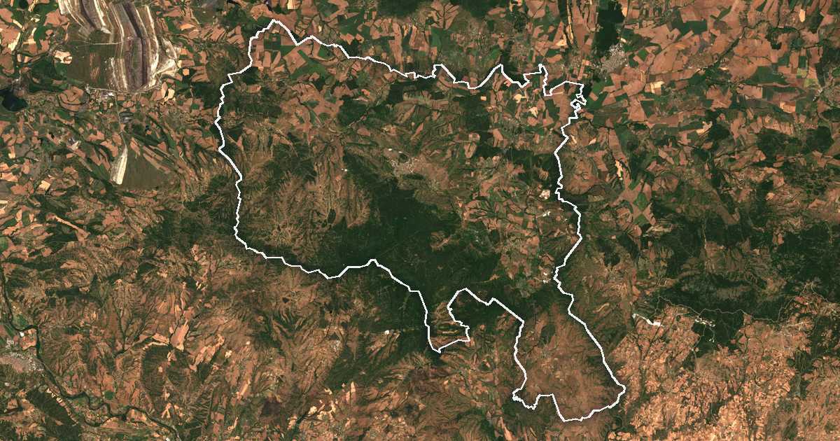 Сателитска снимка со исцртана граница: Topolovgrad
