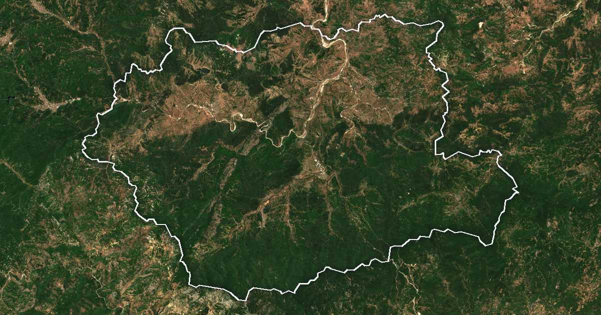 Сателитска снимка со исцртана граница: Kirkovo