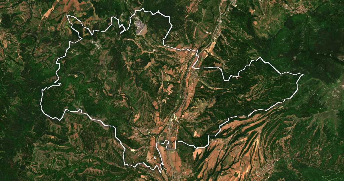 Сателитска снимка со исцртана граница: Boboševo