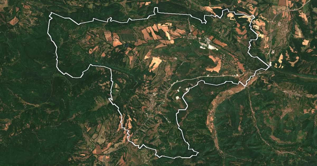 Сателитска снимка со исцртана граница: Jablanica