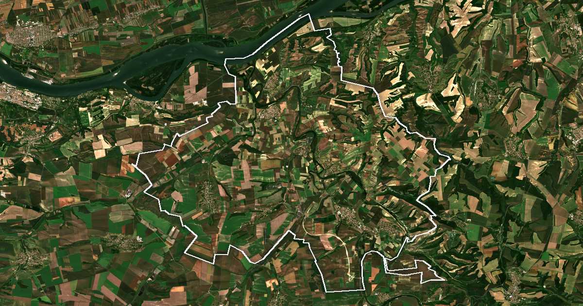 Сателитска снимка со исцртана граница: Cenovo