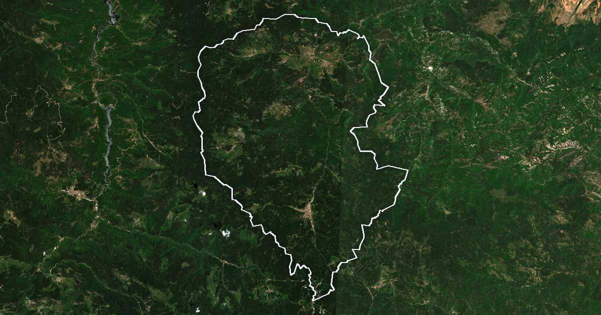 Сателитска снимка со исцртана граница: Čepelare