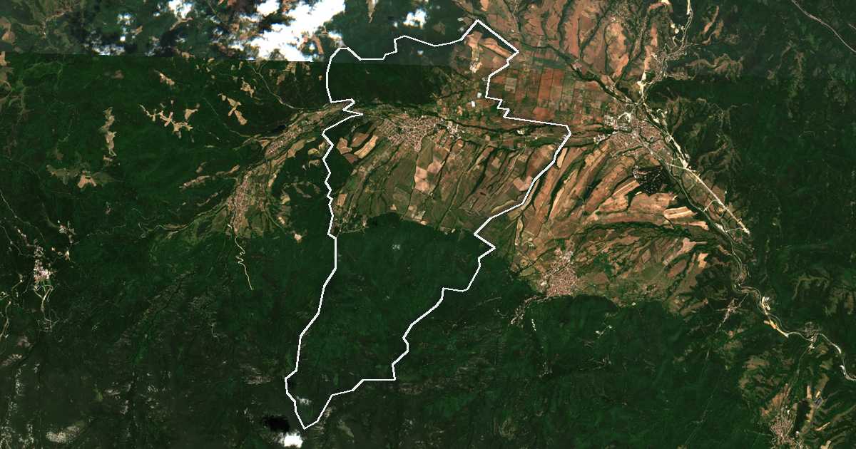 Сателитска снимка со исцртана граница: Dolna Banja