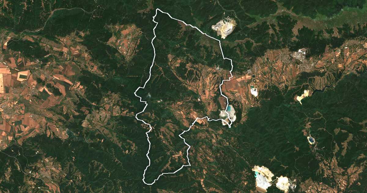 Сателитска снимка со исцртана граница: Mirkovo