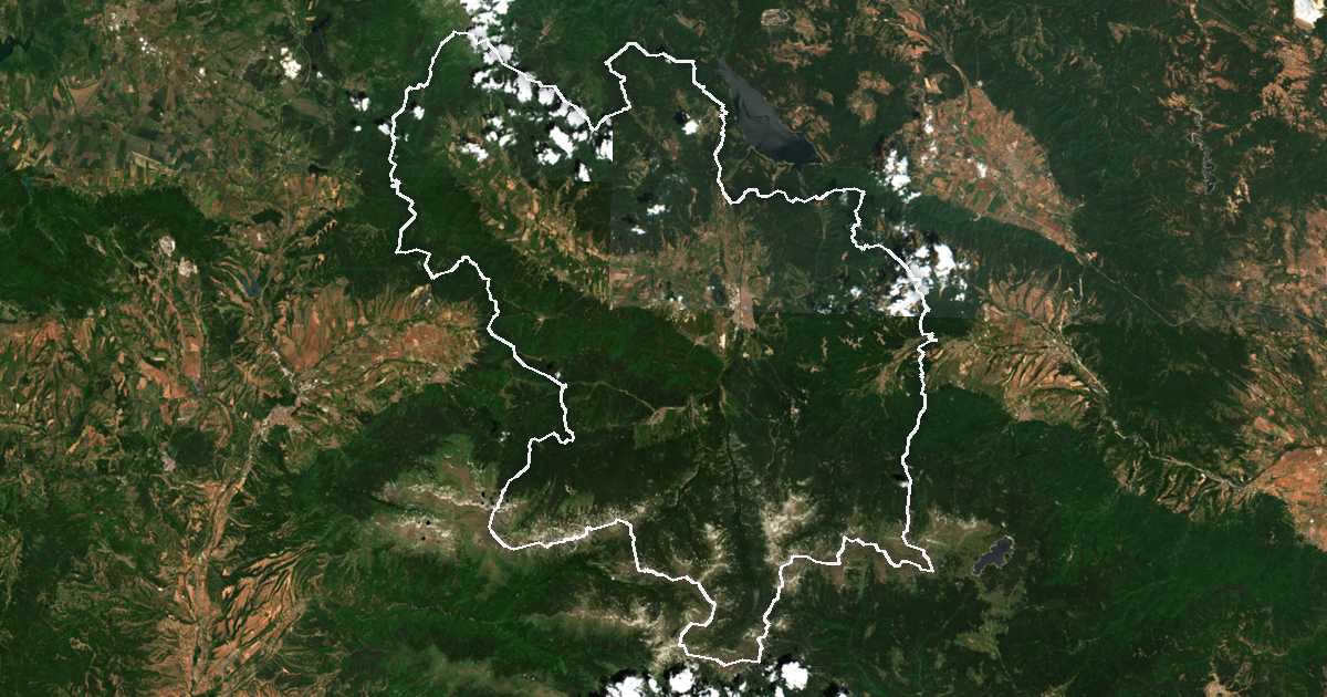 Сателитска снимка со исцртана граница: Samokov