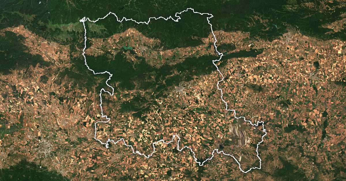 Сателитска снимка со исцртана граница: Стара Загора