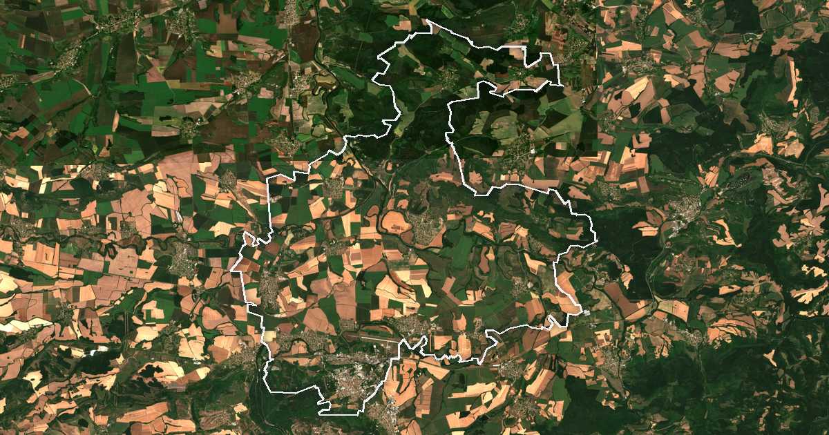 Сателитска снимка со исцртана граница: Горна Орјаховица
