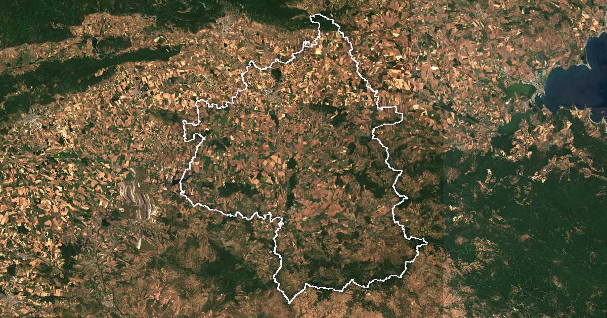 Сателитска снимка со исцртана граница: Јамбол
