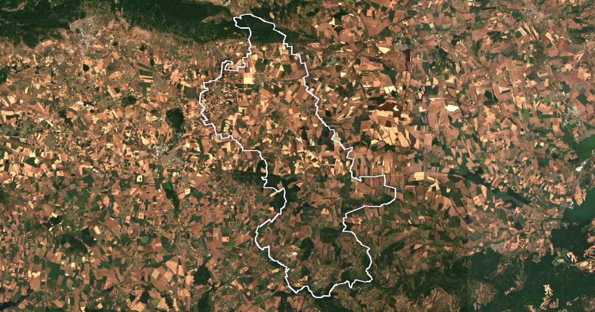 Сателитска снимка со исцртана граница: Straldža