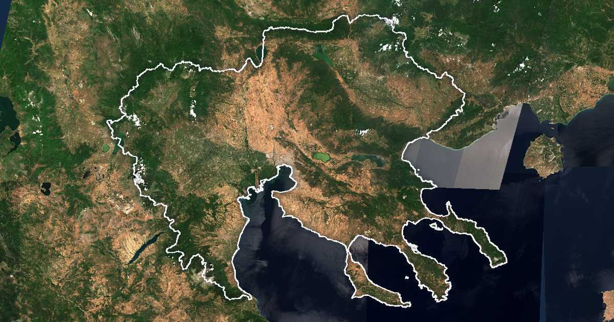 Сателитска снимка со исцртана граница: Централна Македонија