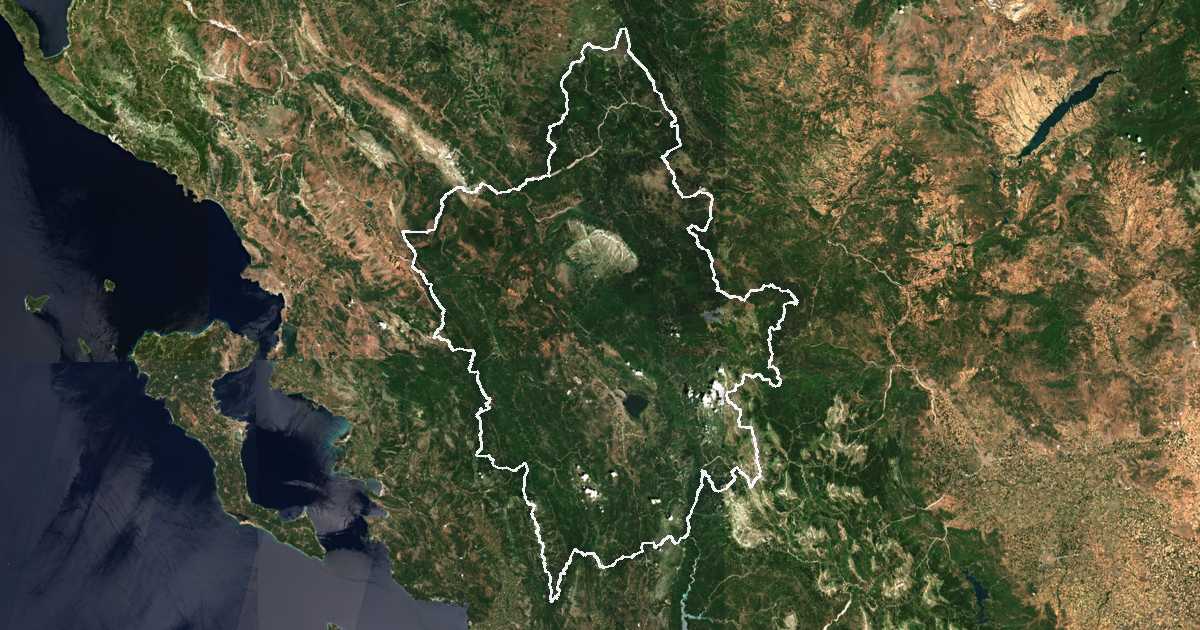 Сателитска снимка со исцртана граница: Јанина
