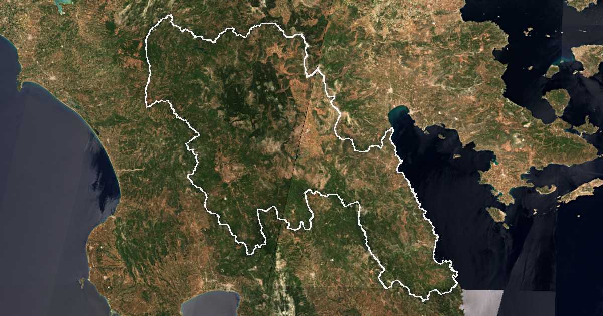 Сателитска снимка со исцртана граница: Аркадија